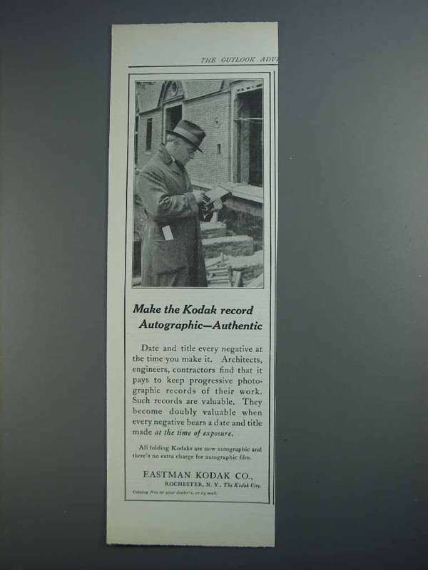 1915 Eastman Kodak Ad - Recod Autographic - Authentic