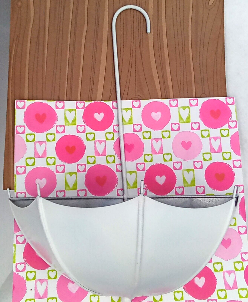 Umbrella Wall Planter Hanging Metal Galvanized White Flowers Indoor Outdoor New