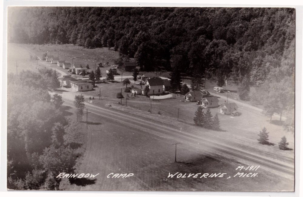MICHIGAN WOLVERINE RAINBOW CAMP REAL PHOTO BY L.L. COOK VIEW ISSUED CIRCA 1948.