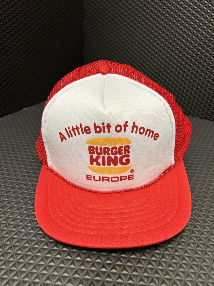 Vintage Burger King Europe White Red Trucker Hat Nostalgic Fast Food Cap-image