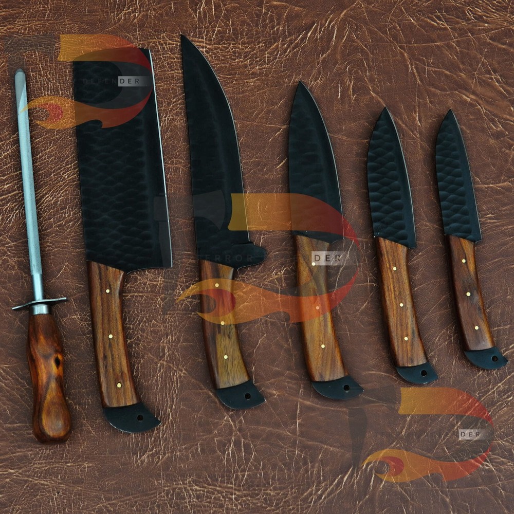 Custom Ultimate Stainless Steel Black Coated Knives,Professional Chef knife Set