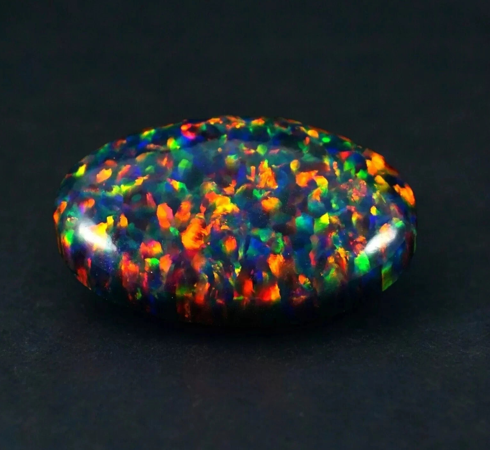 Natural Black Fire Opal Oval Cabochon 9.60 Ct AAA+ Australian LT Loose Gemstone