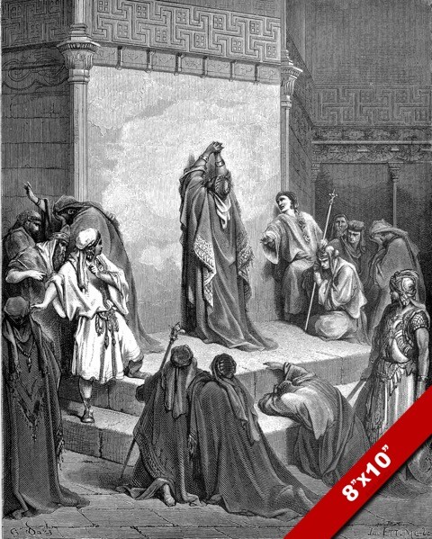 DAVID IN MOURNING OF ABSALOM GUSTAV DORE ENGRAVING ILLUSTRATION ART CANVAS PRINT