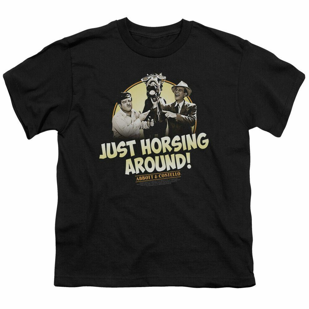 Abbott & Costello Horsing Around Kids Youth T Shirt Licensed Comedy Tee Black-image