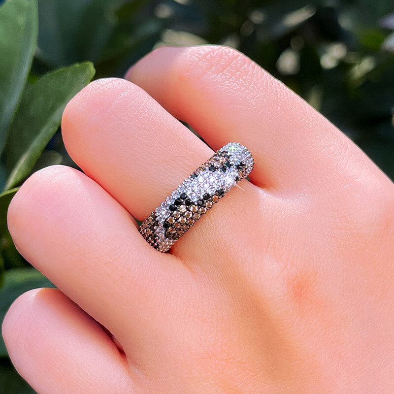 Silver Plated Cubic Zirconia Snake Leopard Bridal Ring for Women