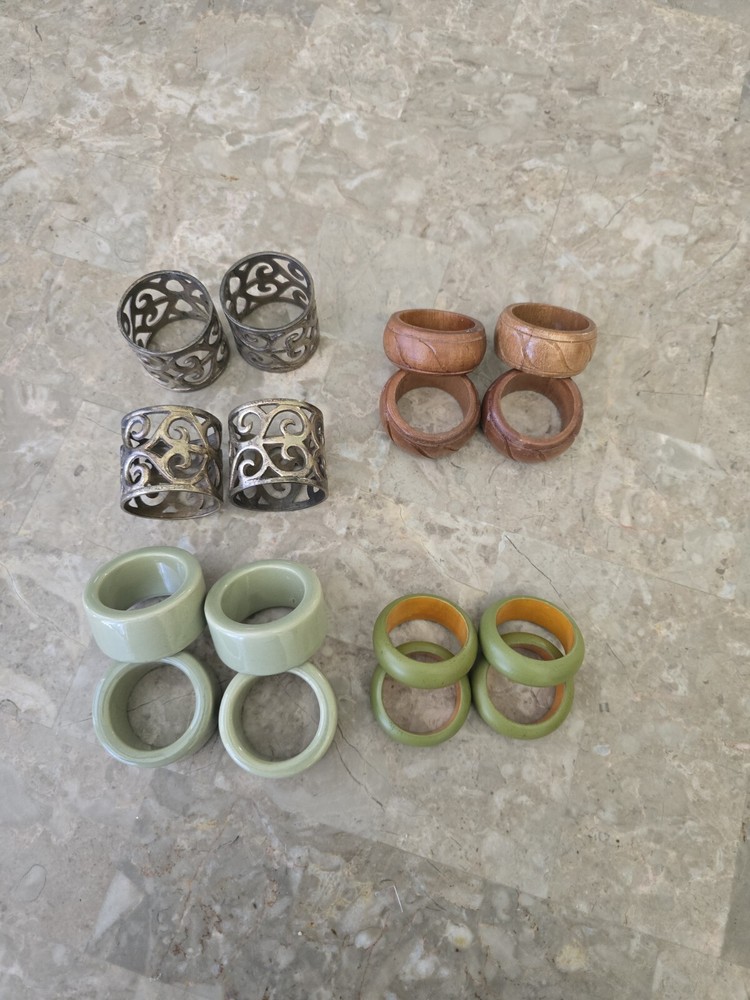 Napkin Rings 4 Different Styles 4 In Each Set