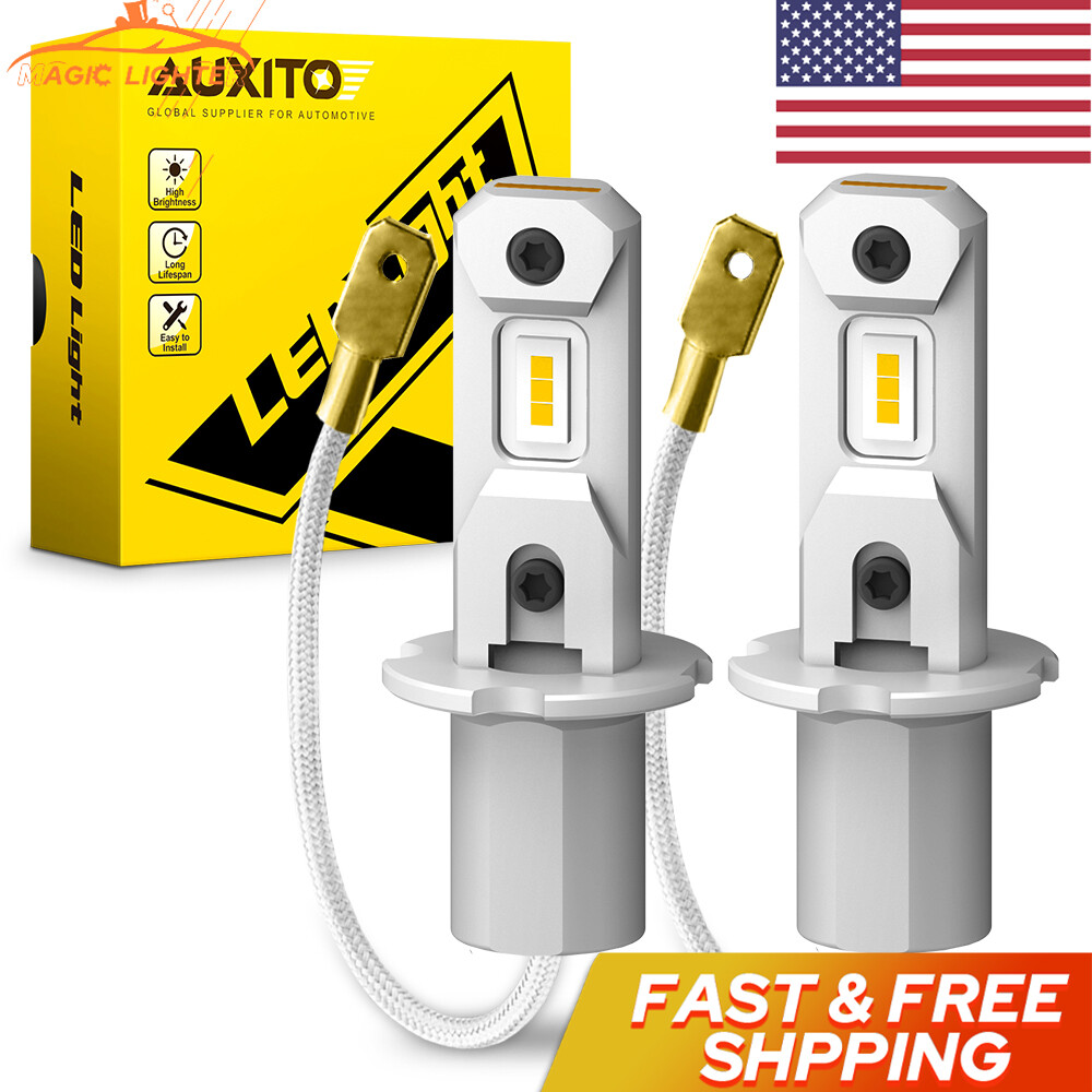 H3 LED Fog Driving Light Bulbs 4000LM Bright Yellow 3000K Replacement-image