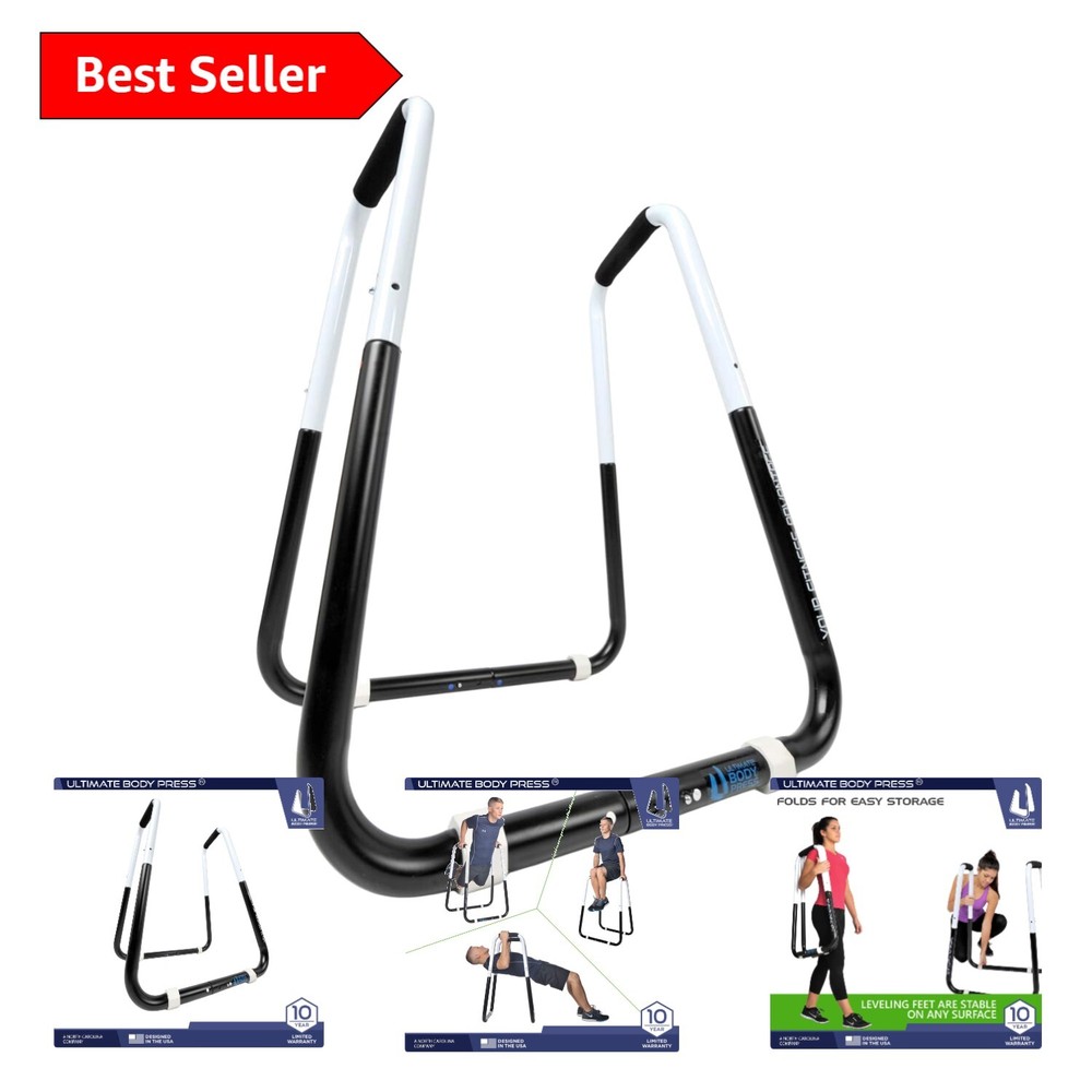 Versatile Adjustable Dip Station - Space-Saving Fitness Solution in White/Black