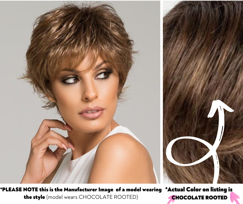 Open Box ellen wille Club 10 | Synthetic Wig (Mono Crown) - Chocolate Rooted