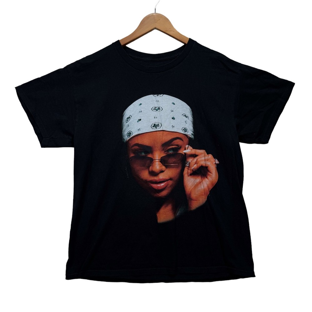 Aaliyah Shirt 90s Hip Hop R&B Music Special Release Black Face Sunglasses S-image