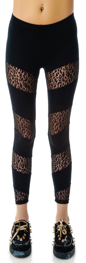 LIP SERVICE MESH PANELLED LEGGINGS JEANS LEOPARD GOTHIC PANTS PUNK RAVE LOLITA