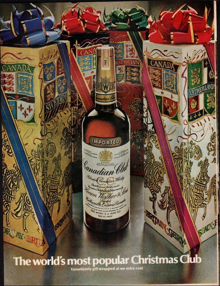 1960s Vintage Canadian Club Whisky Ad Retro Christmas Gift Blended Canadian Whisky 12/12/23-image
