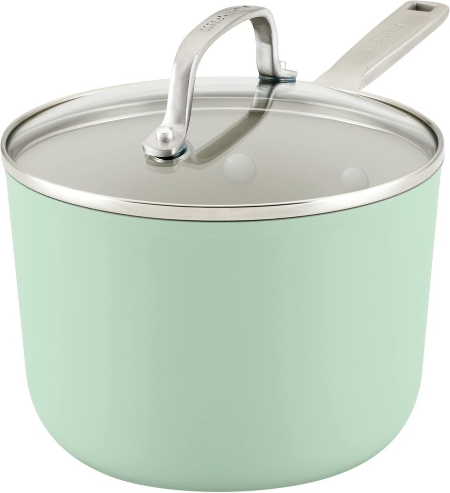 KitchenAid 3-Quart Pistachio Green Hard Anodized Ceramic Nonstick Cookware