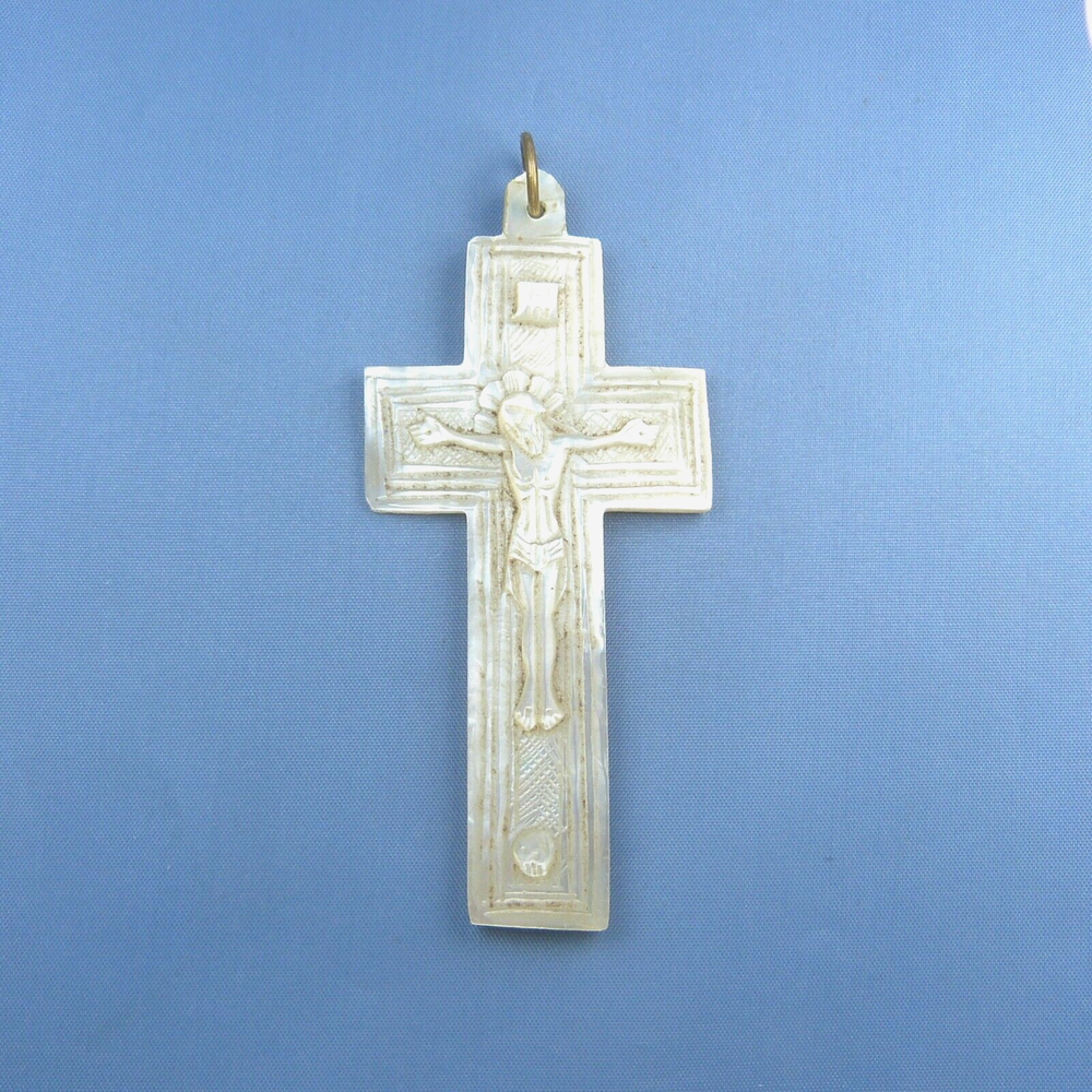 Antique Mother of Pearl Cross  †  Crucifix Pendant
