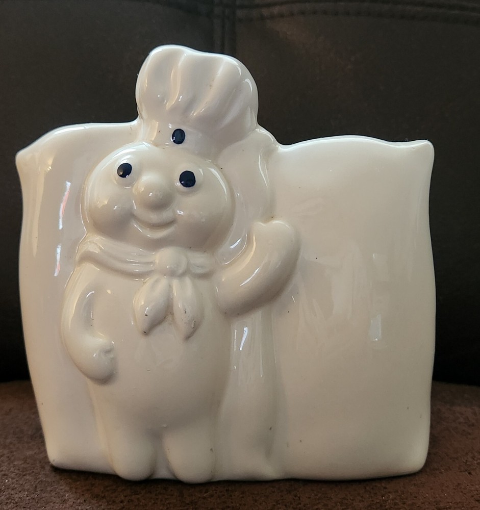 Pillsbury Doughboy Flour Sacks Napkin Holder Ceramic VTG 1988 Apprx 5x5