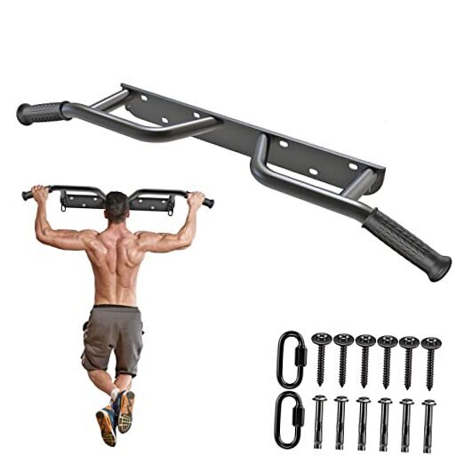 Heavy Duty Wall Mounted Doorway Pull Up Bar, Multifunctional Chin Multi Handle