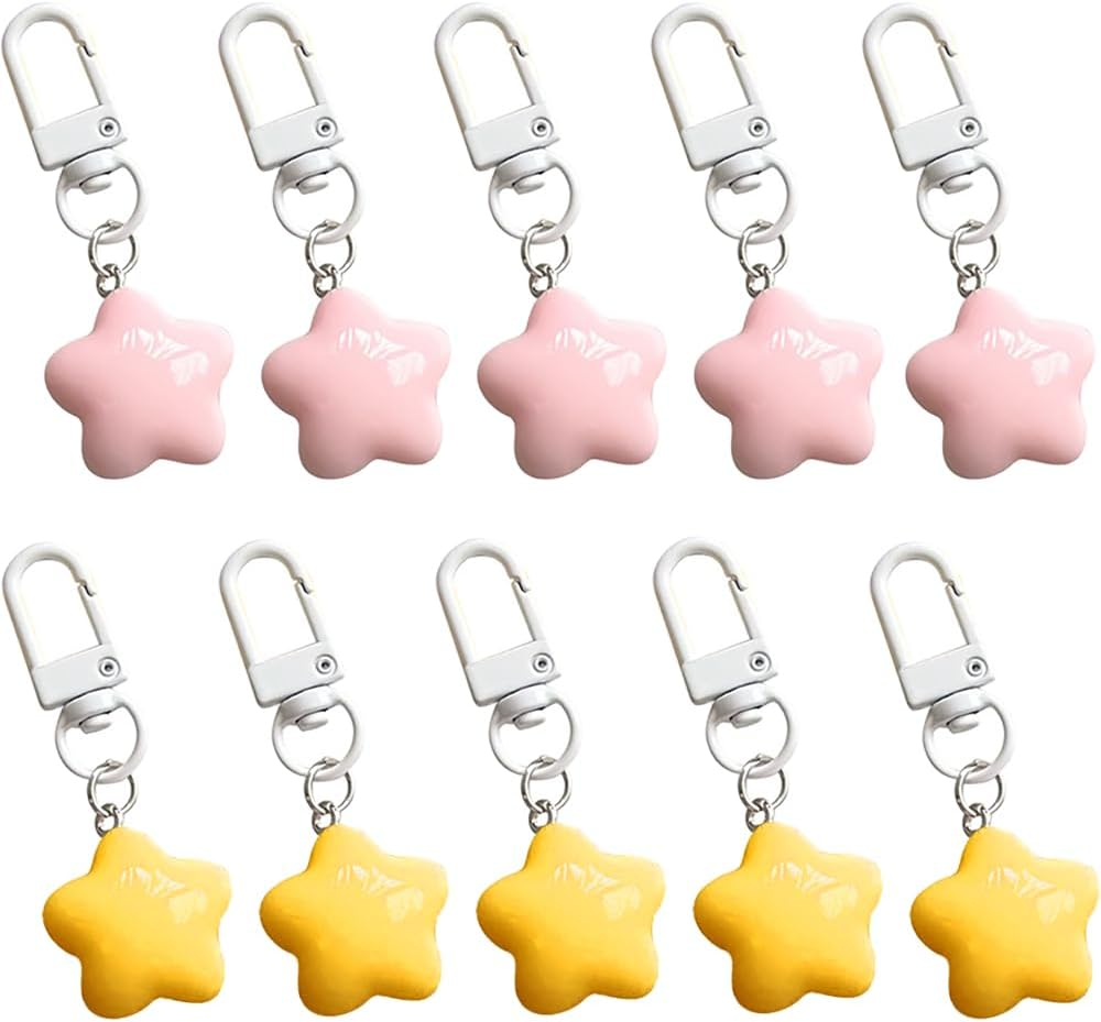 10Pcs Chubby Star Key Chains for Car Keys Star Keychain Accessories Cute Keychai