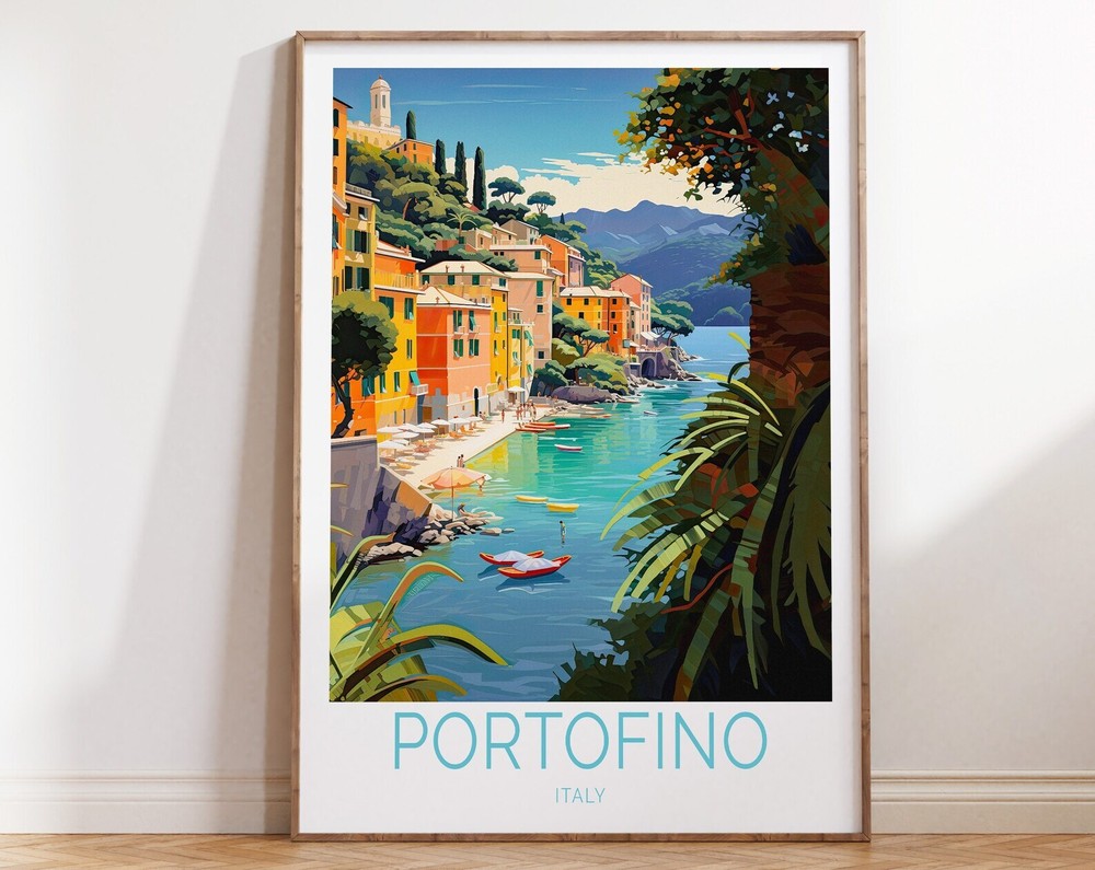 Portofino Italy Travel Poster Portofino Travel Poster Portofino Travel Wall Art
