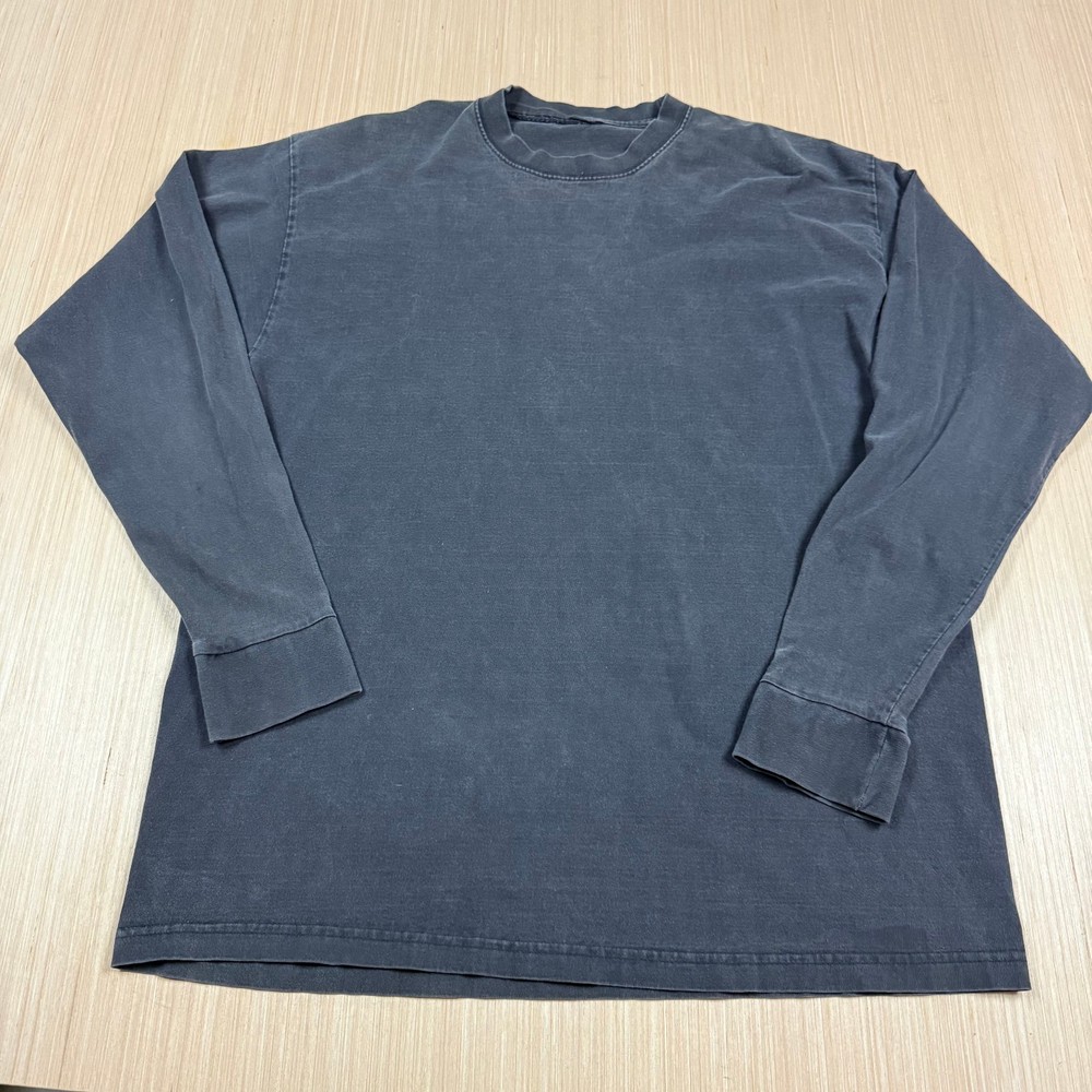 y2k Faded Black Vintage Long Sleeve T Shirt Heavy men's grunge essential basic L
