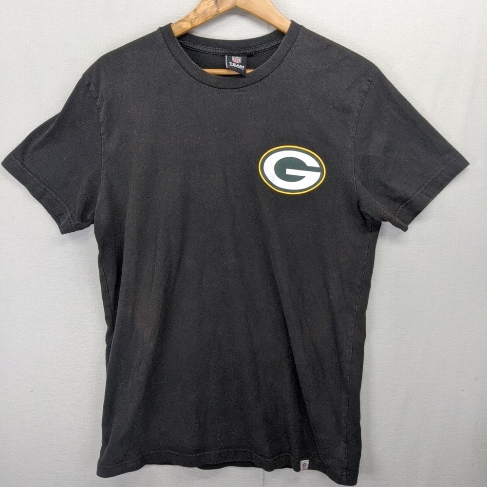 Green Bay Packers NFL Team Apparel Black T-shirt Shirt Medium USA Mens