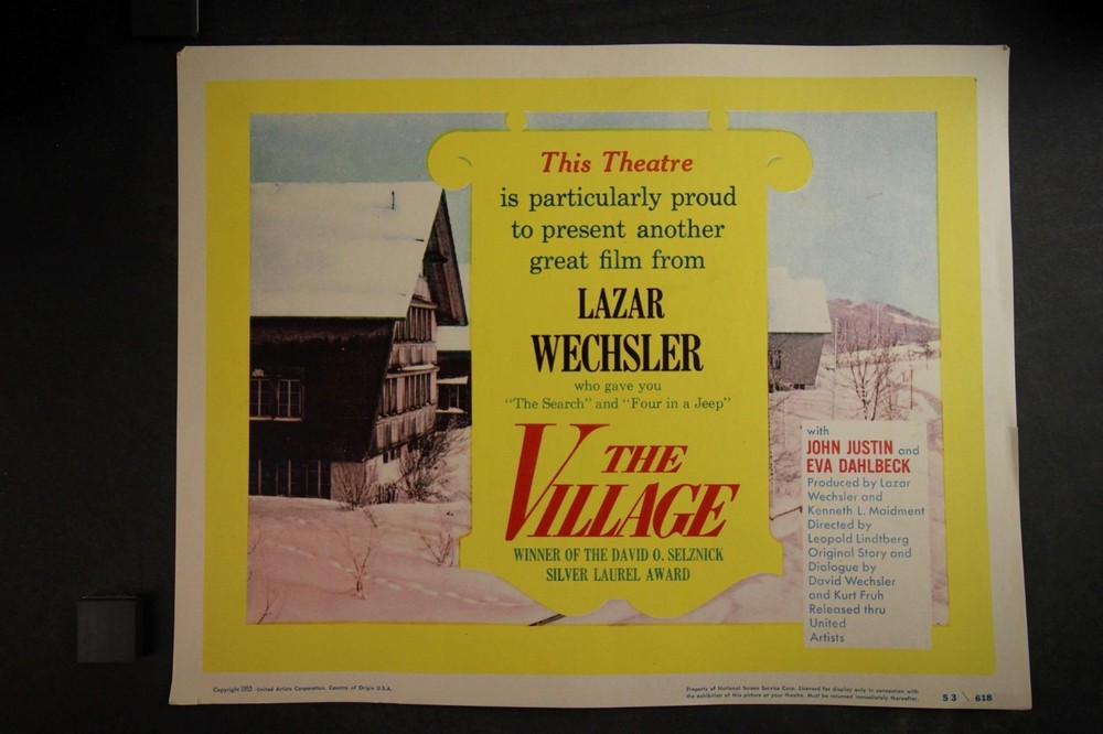 COMPLETE SET: 8 1953 THE VILLAGE MOVIE LOBBY CARDS~