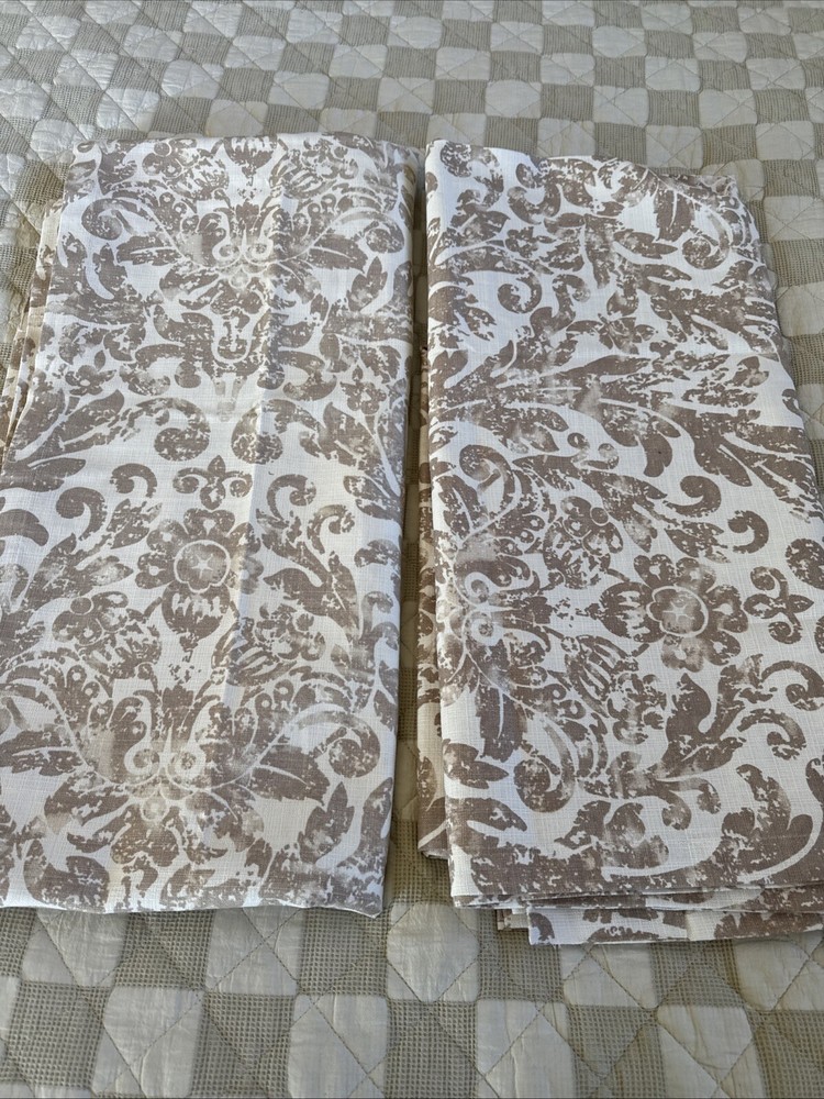 Pottery Barn Floral Drapes (2) Neutral 50x96” Trending Color Palette *read