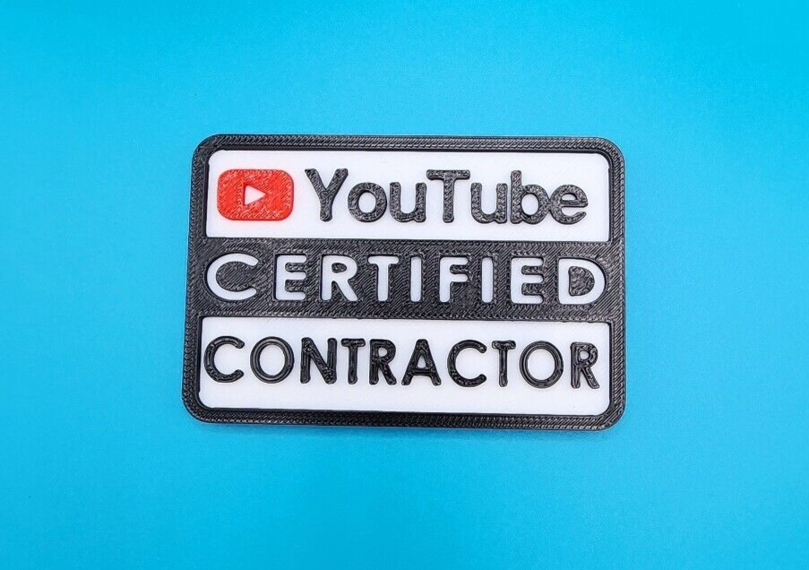 Youtube Certified Contractor Magnetic Novelty Tool Box Badge 3D Printed Magnet