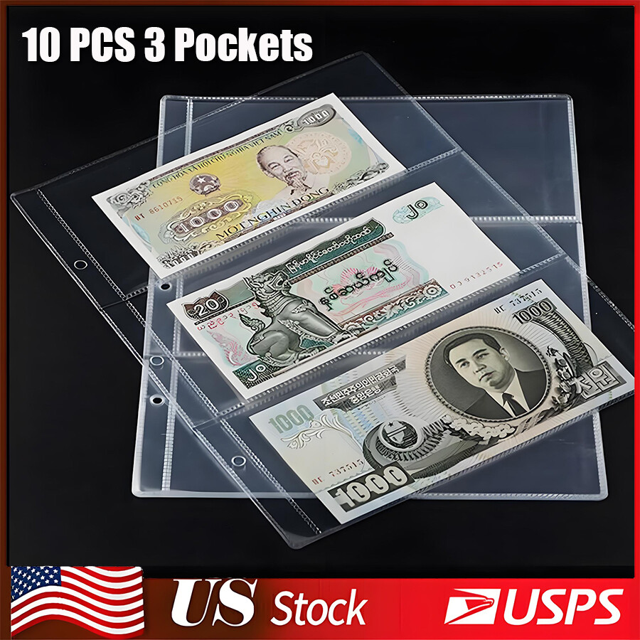 10PCS 3pages banknotes collection 3 grid banknote booklet banknote display sheet