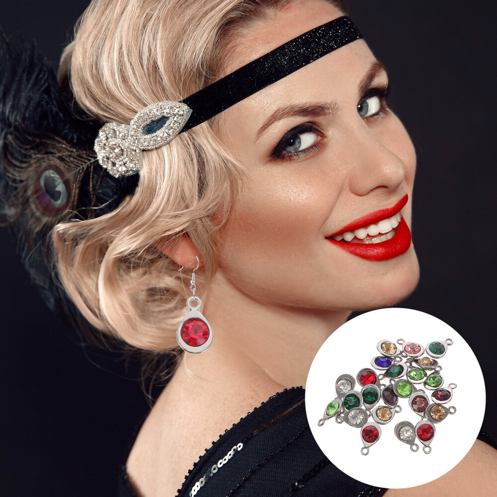 48 Pcs Silver Charms Birthstones Multiple Jewelry Anklet Pendants