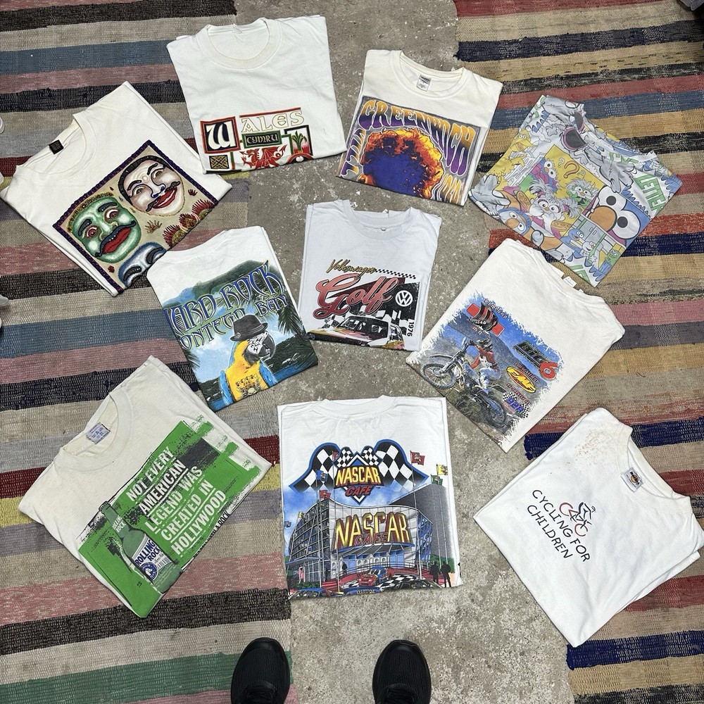 Vintage Lot of 10 T-Shirts Sizes S to XL for Men & Women