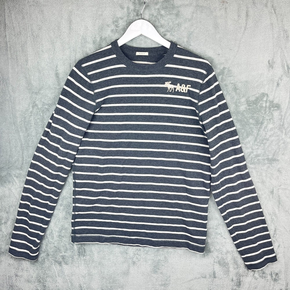 Abercrombie & Fitch Men's XXL Striped Muscle Fit Long Sleeve T-Shirt