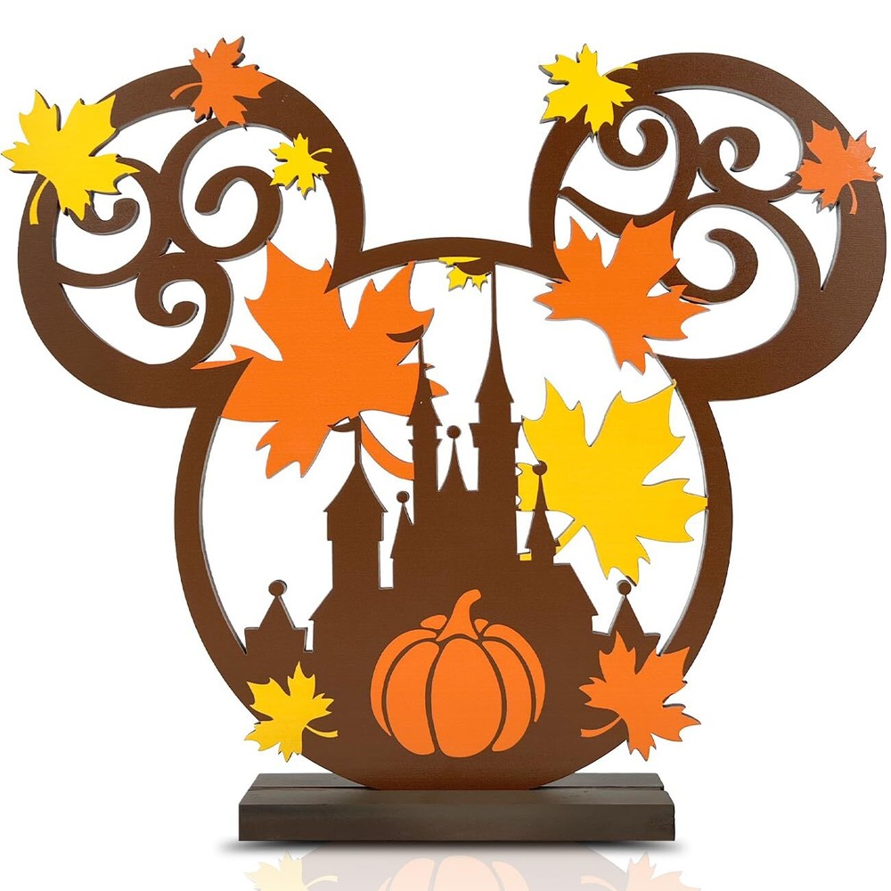 Fall Decorations Mouse Wooden Centerpiece for Table Thanksgiving Mouse Pumpk