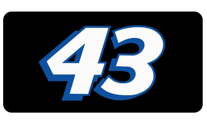 NASCAR #43 White Metal License Plate USA Made