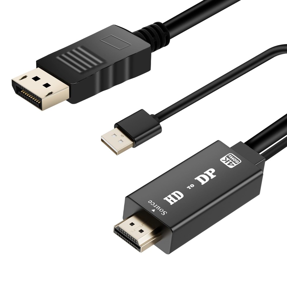 HDMI to DisplayPort Cable 6 Feet, (4K60 Hz, 1080P120Hz) Uni-Directional HDMI ...