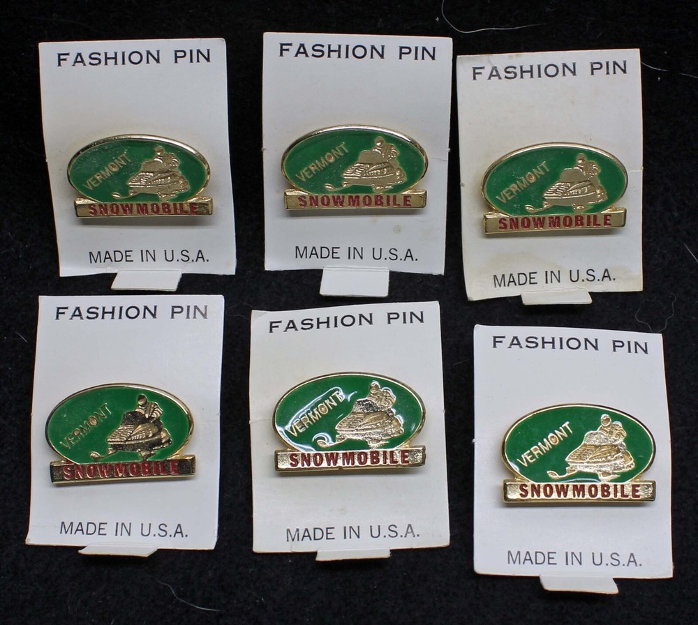 Vintage Enamel Vermont Snowmobile Souvenir Pin Lot Of six. Artic Cat, Polaris ??