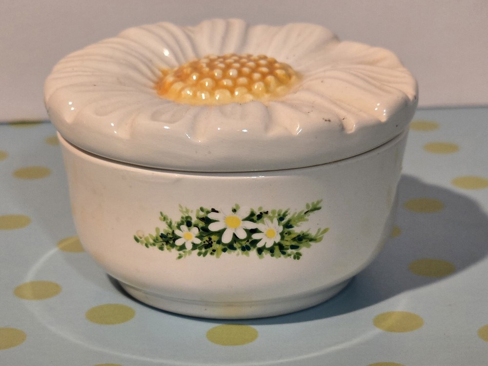 Vtg Wheaton Daisy Trinket Box/Candle Holder