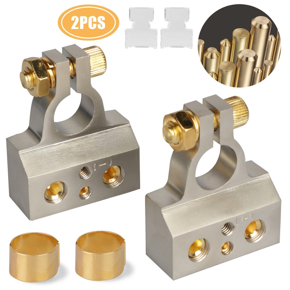 2 Car Battery Terminal Connector Top Post Positive Negative Heavy Duty Universal