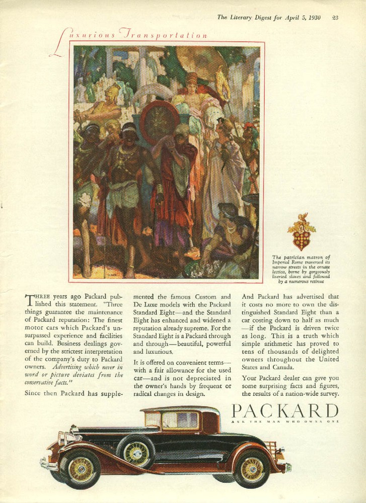 Three things guarantee maintenance of reputation Packard Coupe ad 1930 LD