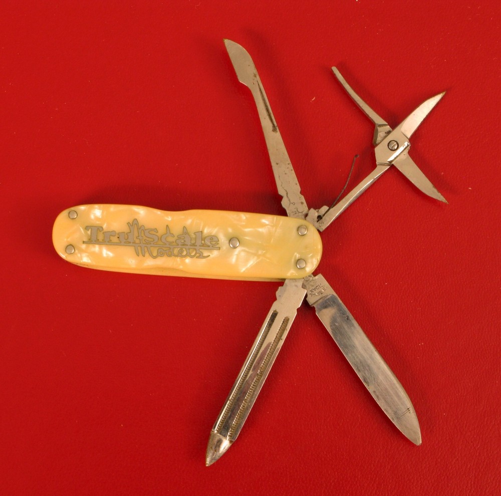 ANTIQUE GERMANY TIDAX POCKET KNIFE ADVERTISING TRU-SCALE MODELS TRAIN TRACKS !!