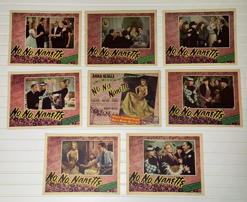 Original 1940 NO NO NANETTE Title Card And Lobby Cards Lot