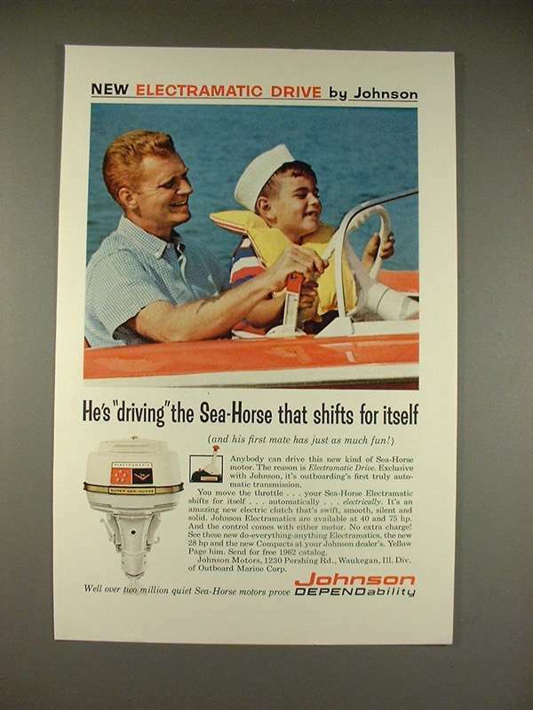 1962 Johnson Electramatic Sea-Horse Outboard Motor Ad!