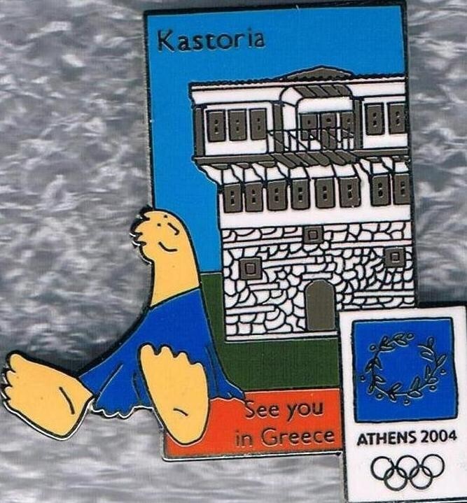 Rare 2004 Athens Mascot See You In Greece Kastoria Olympic Games Mark Pin