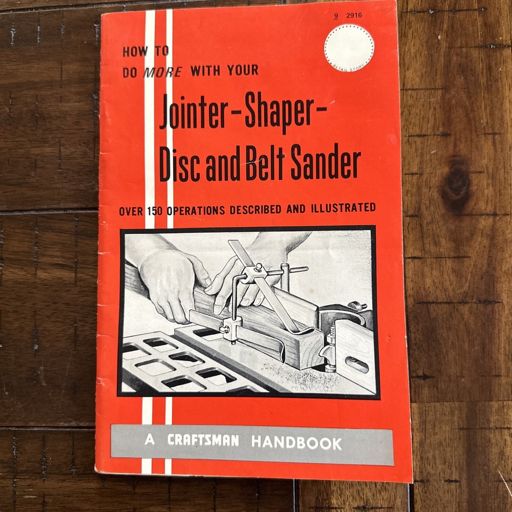 VIntage Sears CRAFTSMAN HANDBOOK Jointer Shaper Disc Belt Sander 9-2916 1969 EUC