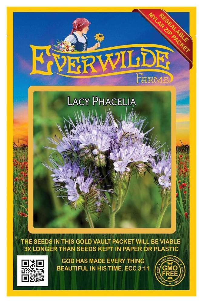 1 Oz Lacy Phacelia Wildflower Seeds - Everwilde Farms Mylar Seed Packet