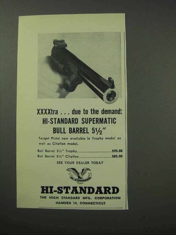 1962 High Standard Ad - Supermatic Bull Barrel Pistol