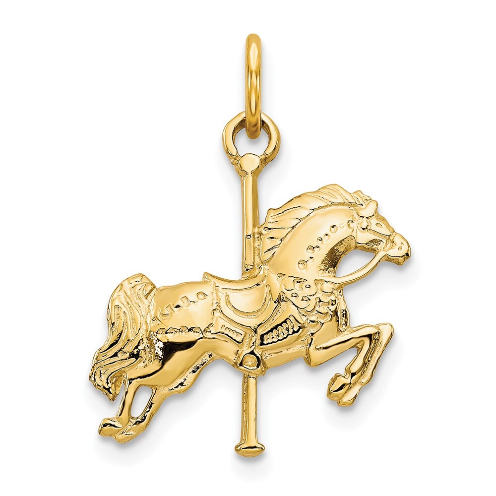 10K Yellow Gold Solid Carousel Horse Charm Pendant 0.88gm L-25 mm, W-16mm