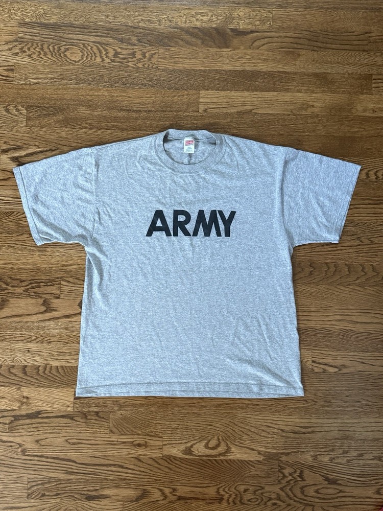 Vintage 1980s U.S. Army Training Tee Gray Single Stitch Made in USA XL