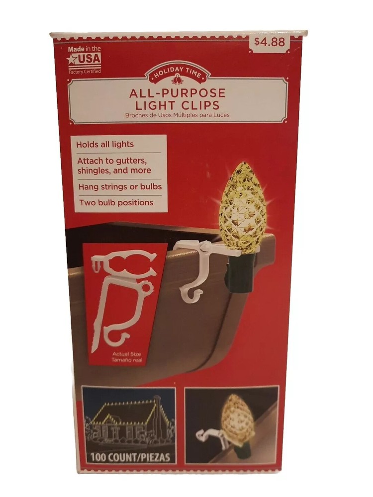 Holiday Time All-Purpose Christmas Light Clips - 100 Pieces Per Box