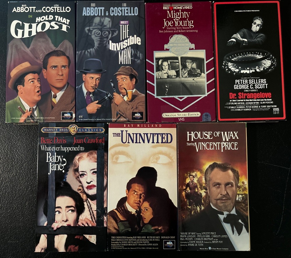 7 Classic Horror/Suspense VHS: Vincent Price, Abbott/Costello, Bette Davis +more-image