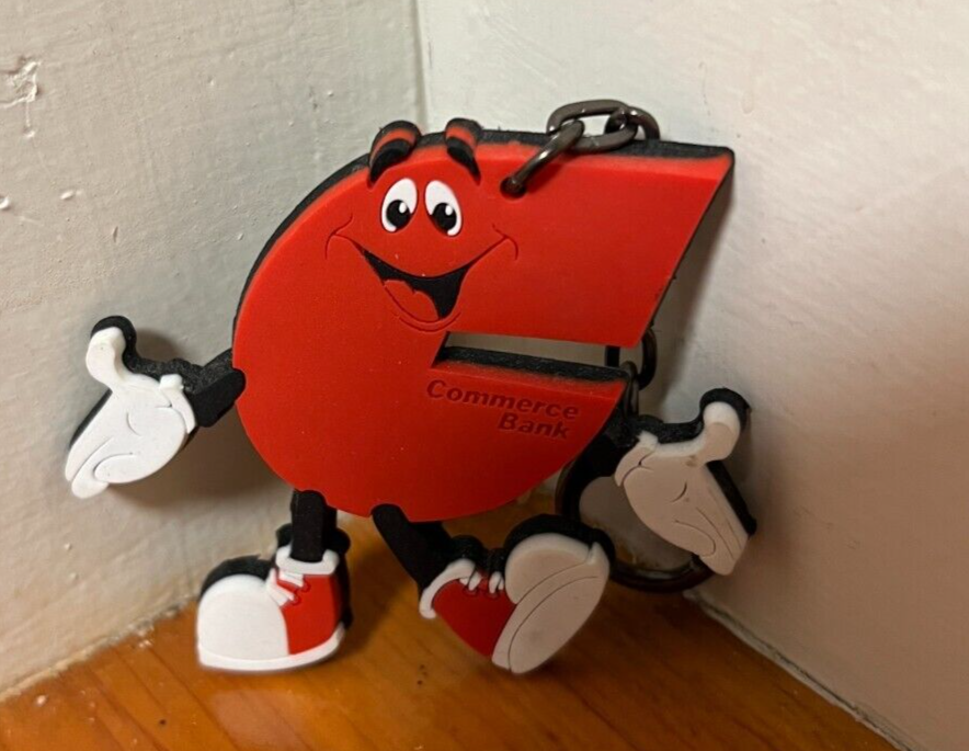 Vintage Commerce Bank Mascot Keychain